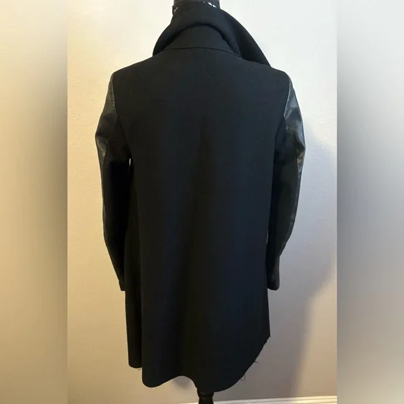 ALL SAINTS Hyde Monument Wool and Leather Blend Coat - Picture 8 of 15